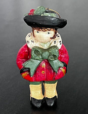 Vintage 1991 House of Hatten Folk Art Christmas Caroler Ornament Denise Calla picture