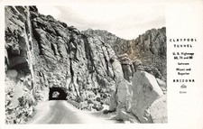 ARIZONA RPPC REAL PHOTO POSTCARD: CLAYPOOL TUNNEL BETWEEN MIAMI & SUPERIOR, AZ picture