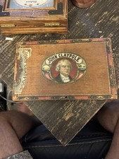 Antique 1904 John Claypole Wooden Cigar Box Pennsylvania Factory 1844 Oklahoma picture