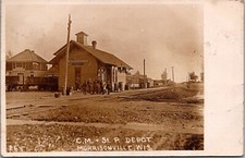 1908 Postcard RPPC Railroad DEPOT MORRISONVILLE Wisconsin CM ST. P Train Ji-1 picture