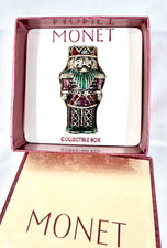 Vintage Monet Nutcracker Trinket Box Enamel Rhinestone Collectible NIB  picture