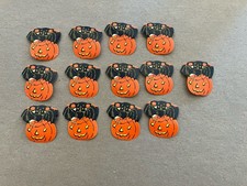 HUGE Vintage Die Cut Halloween Seals/Stickers Lot - Black Cat, Pumpkin, Owl, Bat picture
