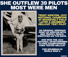Teddy Kenyon Aviatrix Photo Trophy Roosevelt Field Ninety-Nines Grumman 8x10 picture