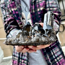 4.07LB Natural Beautiful Black Quartz Crystal Cluster Mineral Specimen Rare picture