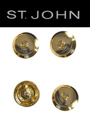 St John Knits 0.65 Inch Round High Shine Gold Tone Logo Replacement Buttons (4) picture