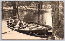 Thomson Illinois Boating Flood Men in Boats As-Is Hole Punch Real Photo RPPC picture