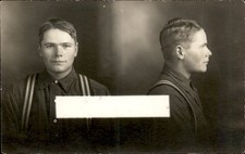 Convict Mugshot Mug Shot FINGER PRINTS ON BACK Crime Justice RPPC c1910 bhn picture