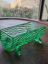 Northwood Vintage Uranium Glass Log Trough Dish Colorful picture