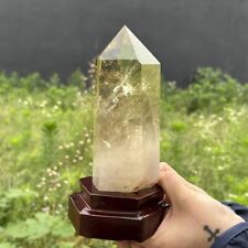 1.02kg Top Natural smoky citrine Obelisk Quartz Crystal Wand Point +Stand WA299 picture