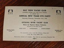 1938 - Bay View Yacht Club – New Year’s Eve Party Invitation Ephemera picture