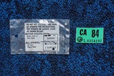 Vintage 1984 CALIFORNIA License Plate Validation Sticker Tab - Unused picture