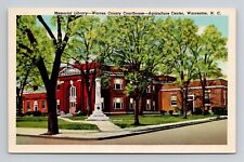Postcard Memorial Library & Court House Warrenton North Carolina NC, Vintage N20 picture