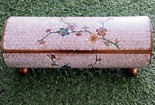 Antique Chinese Cloisonne Enamel Footed Box Floral 6.5” picture