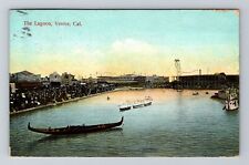 Venice CA-California, The Lagoon, Gondala's, Antique Vintage Souvenir Postcard picture