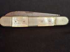 RARE Antique Mother of Pearl Folding Shabbat Challah Knife Karlsbad Judaica picture