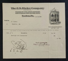 1922 antique F S BIXLER Co easton pa BILLHEAD dry goods hosiery notions overalls picture