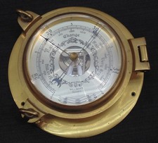 Vintage Brass Weather Marine Barometer Porthole 7