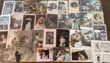 Lot of 35 Photo~& Greetings Antique Postcards Pretty Ladies~Children~People~s856 picture