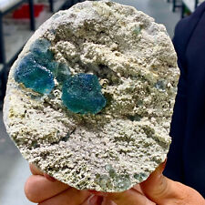 1.62LB Rare blue-green cubic fluorite mineral crystal sample/China picture