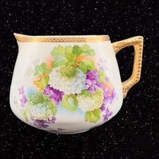 Vintage Dresden MW 208 Germany Pitcher Flower Violets Golden 6t 8w picture