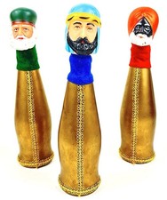 Vintage Three Wise Men/ Magi Handmade Glass Body Christmas, Oddities Unique 60s picture
