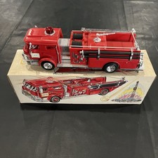 Hess Vintage 1970 Red/Silver/Black Fire Truck Toy w/ Original Box picture