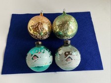 Lot of 4 Vintage Mercury Glass Stenciled Christmas Ornaments Austria picture