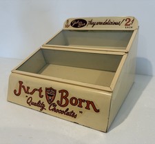 RARE Intact Just Born Chocolates Store Counter Display Case Antique Original picture