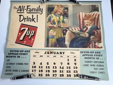 7 Up Calendar Litho 1954 Vintage Original Soda Fountain Pop picture