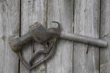 BRASS HANDLE GAS PUMP TRIGGER WORKS VINTAGE 1920s 1930's GASOLINE STATION FARM picture