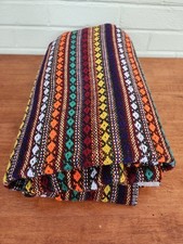 Vintage 1970s Cotton Fabric Textiles Geometric Multicolor 54'' W x 106'' Long T4 picture