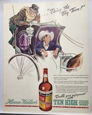 1938 Hiram Walkers Ten High Whiskey Cabby Rancher Original Print Ad Life Mag 30s picture