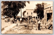 Thomson Illinois Construction Site Street View As-Is Hole Punch Real Photo RPPC picture