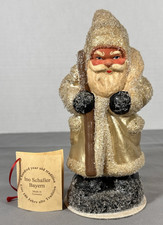 Ino Schaller Gold Belsnickle Santa Papier Mache Glitter Germany 8” Staff Sack picture
