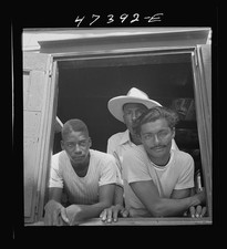 Photo:Undated 1930s 1940s Three Men Window Portrait Cowboy Hat picture