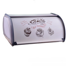 1Pc Vintage Bread Box Storage Bin Rollup Top Small Powder Coated Bread Iron Snac picture