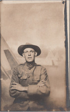 Vintage RPPC World War I U.S. Soldier Real Photo Postcard c1917-1919 picture
